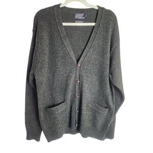 Pendleton mens Shetland wool cardigan sz L Academia grandpa preppy extra button